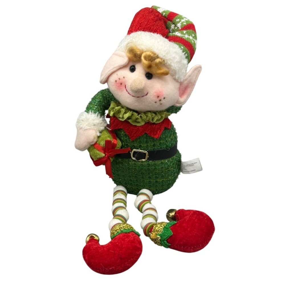 Festive Elf Plush Decoration - Green and Red